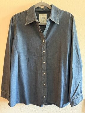 IZOD, XL, denim, long sleeve, snap button shirt
